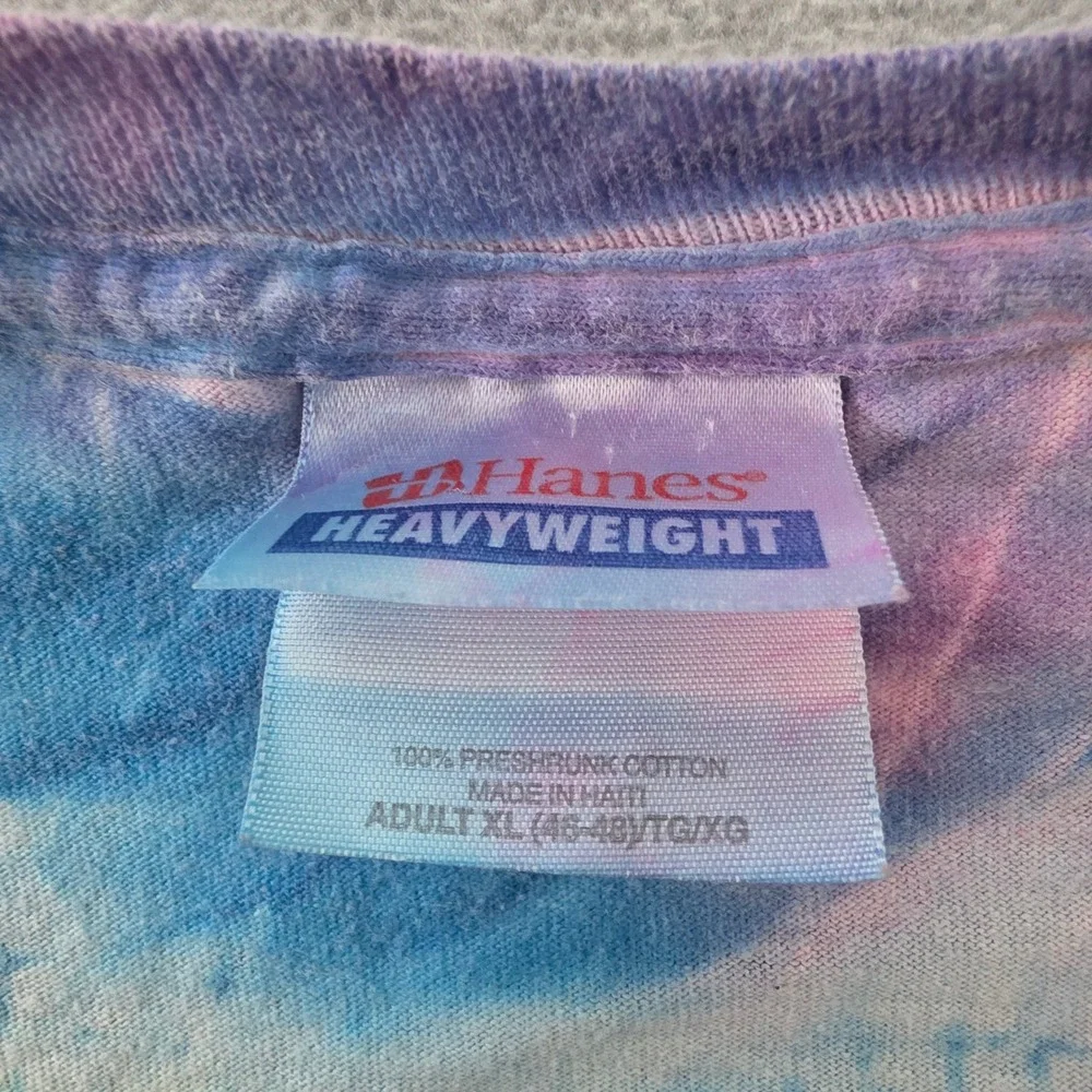 Hanes Heavyweight Mens XL Tie Dye T-Shirt Rainbow Spiral Neon Pink Yellow Blue - Picture 3 of 6